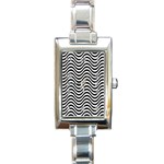 Black White Wave Pattern Wavy Water Seamless Rectangle Italian Charm Watch