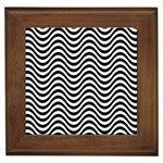 Black White Wave Pattern Wavy Water Seamless Framed Tile