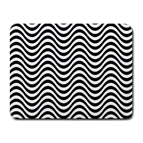 Black White Wave Pattern Wavy Water Seamless Small Mousepad from ArtsNow.com Front