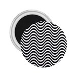 Black White Wave Pattern Wavy Water Seamless 2.25  Magnets