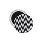 Black White Wave Pattern Wavy Water Seamless 1.75  Magnets