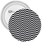 Black White Wave Pattern Wavy Water Seamless 3  Buttons