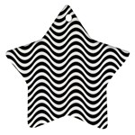 Black White Wave Pattern Wavy Water Seamless Ornament (Star)