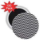 Black White Wave Pattern Wavy Water Seamless 2.25  Magnets (100 pack) 