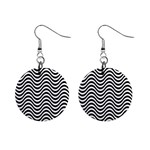 Black White Wave Pattern Wavy Water Seamless Mini Button Earrings