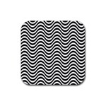 Black White Wave Pattern Wavy Water Seamless Rubber Coaster (Square)