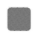 Black White Wave Pattern Wavy Water Seamless Rubber Square Coaster (4 pack)