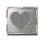 Black White Wave Pattern Wavy Water Seamless Mega Link Heart Italian Charm (18mm)