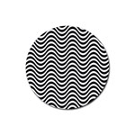 Black White Wave Pattern Wavy Water Seamless Rubber Coaster (Round)