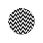 Black White Wave Pattern Wavy Water Seamless Magnet 3  (Round)