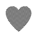 Black White Wave Pattern Wavy Water Seamless Heart Magnet