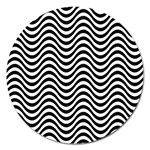 Black White Wave Pattern Wavy Water Seamless Magnet 5  (Round)