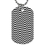 Black White Wave Pattern Wavy Water Seamless Dog Tag (One Side)