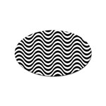 Black White Wave Pattern Wavy Water Seamless Sticker Oval (10 pack)