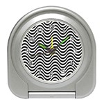 Black White Wave Pattern Wavy Water Seamless Travel Alarm Clock