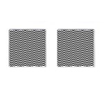 Black White Wave Pattern Wavy Water Seamless Cufflinks (Square)