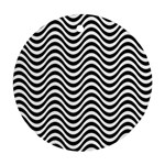 Black White Wave Pattern Wavy Water Seamless Round Ornament (Two Sides)