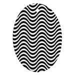 Black White Wave Pattern Wavy Water Seamless Oval Ornament (Two Sides)