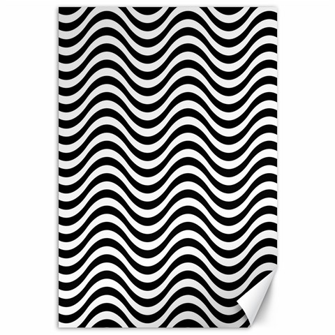 Black White Wave Pattern Wavy Water Seamless Canvas 12  x 18  from ArtsNow.com 11.88 x17.36  Canvas - 1