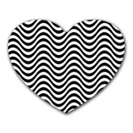 Black White Wave Pattern Wavy Water Seamless Heart Mousepad