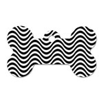 Black White Wave Pattern Wavy Water Seamless Dog Tag Bone (Two Sides)