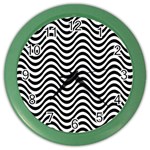 Black White Wave Pattern Wavy Water Seamless Color Wall Clock