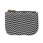 Black White Wave Pattern Wavy Water Seamless Mini Coin Purse