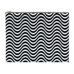 Black White Wave Pattern Wavy Water Seamless Cosmetic Bag (XL)