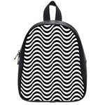 Black White Wave Pattern Wavy Water Seamless School Bag (Small)