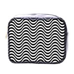 Black White Wave Pattern Wavy Water Seamless Mini Toiletries Bag (One Side)