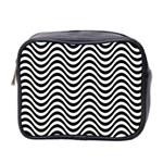 Black White Wave Pattern Wavy Water Seamless Mini Toiletries Bag (Two Sides)