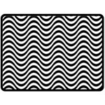 Black White Wave Pattern Wavy Water Seamless Fleece Blanket (Large)