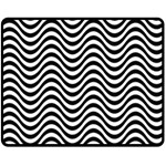 Black White Wave Pattern Wavy Water Seamless Fleece Blanket (Medium)