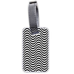 Black White Wave Pattern Wavy Water Seamless Luggage Tag (two sides) from ArtsNow.com Front