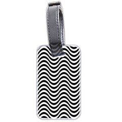 Black White Wave Pattern Wavy Water Seamless Luggage Tag (two sides) from ArtsNow.com Back