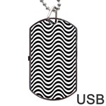 Black White Wave Pattern Wavy Water Seamless Dog Tag USB Flash (Two Sides)