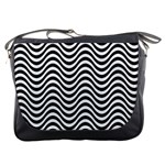 Black White Wave Pattern Wavy Water Seamless Messenger Bag