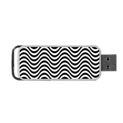 Black White Wave Pattern Wavy Water Seamless Portable USB Flash (One Side) from ArtsNow.com Front