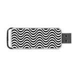 Black White Wave Pattern Wavy Water Seamless Portable USB Flash (One Side)