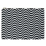 Black White Wave Pattern Wavy Water Seamless Cosmetic Bag (XXL)