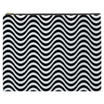 Black White Wave Pattern Wavy Water Seamless Cosmetic Bag (XXXL)