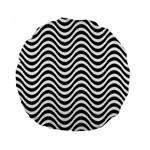 Black White Wave Pattern Wavy Water Seamless Standard 15  Premium Round Cushions