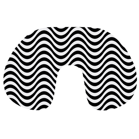 Black White Wave Pattern Wavy Water Seamless Travel Neck Pillow from ArtsNow.com Front