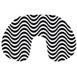 Black White Wave Pattern Wavy Water Seamless Travel Neck Pillow