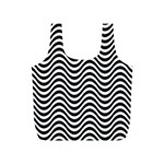 Black White Wave Pattern Wavy Water Seamless Full Print Recycle Bag (S)