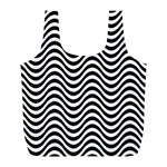 Black White Wave Pattern Wavy Water Seamless Full Print Recycle Bag (L)