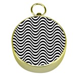 Black White Wave Pattern Wavy Water Seamless Gold Compasses