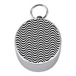 Black White Wave Pattern Wavy Water Seamless Mini Silver Compasses