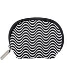 Black White Wave Pattern Wavy Water Seamless Accessory Pouch (Small)