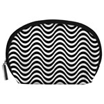 Black White Wave Pattern Wavy Water Seamless Accessory Pouch (Large)